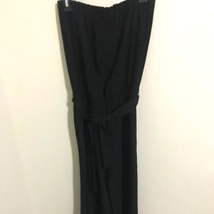 Loft Strapless Black Jumpsuit with tie around wais